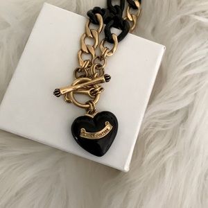 Vintage Juicy Couture black and gold heart necklace